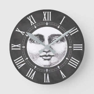 Moon Face in Chalk White Ronde Klok