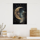 Moon Face In Forest Print, Gothic Witchy Poster (Keuken)