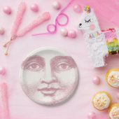  Moon Face in Roze Papieren Bordje (Feest)