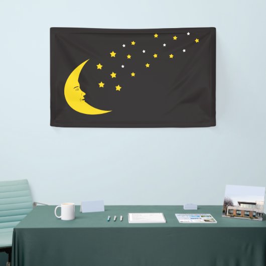 Moon Face met Stars  achtergrond Spandoek (Beurs)