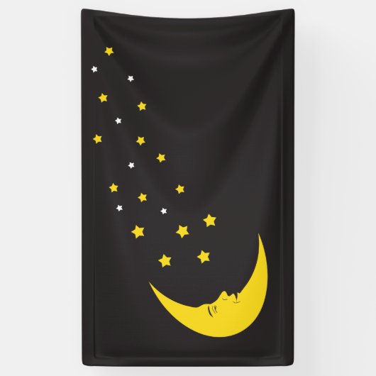 Moon Face met Stars  achtergrond Spandoek (Verticaal)