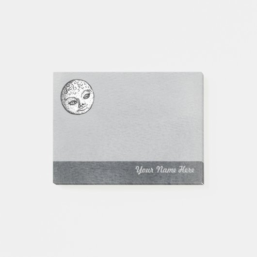 Moon Face op Grey Post it Note (Voorkant)