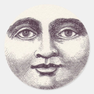 Moon Face Ronde Sticker