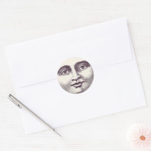 Moon Face Ronde Sticker (Envelop)