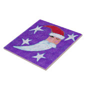 Moon Face Santa Claus Abstracte kunst Tegeltje (Zijkant)