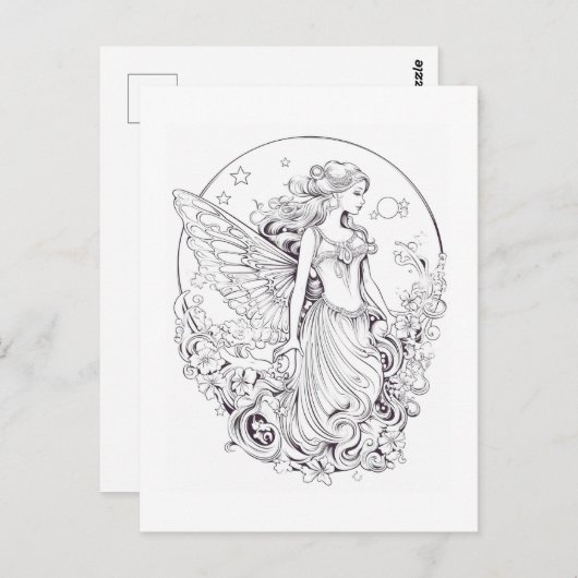 Moon Fairy kleur je eigen Briefkaart (Voorkant / Achterkant)