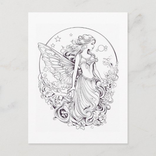 Moon Fairy kleur je eigen Briefkaart (Voorkant)