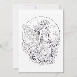 Moon Fairy kleur je eigen Wenskaart