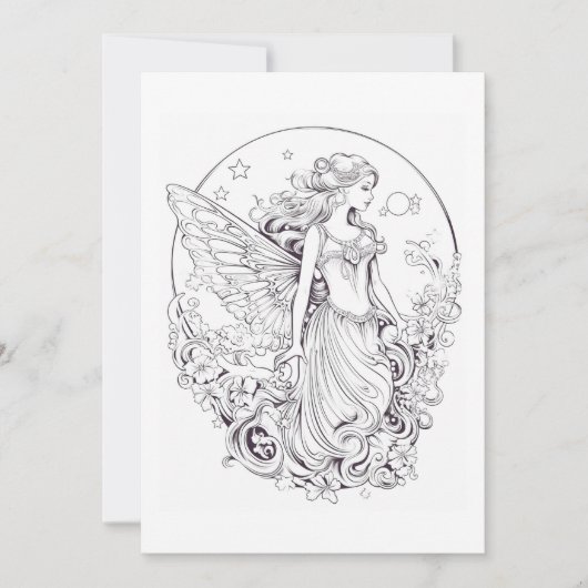 Moon Fairy kleur je eigen Wenskaart (Voorkant)