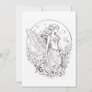 Moon Fairy kleur je eigen Wenskaart