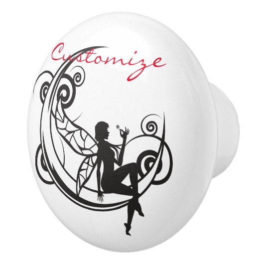 Moon Fairy Silhouette Thunder_Cove Keramische Knop (Rechts)