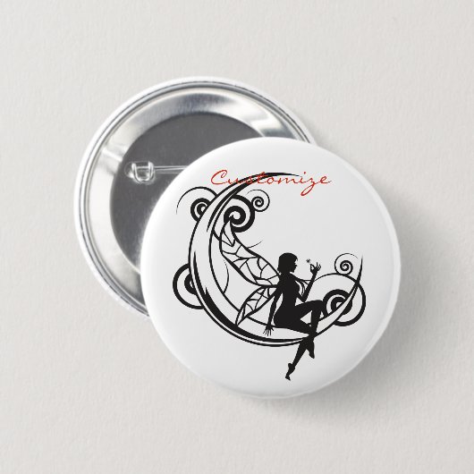 Moon Fairy Silhouette Thunder_Cove Ronde Button 5,7 Cm (Voorkant /achterkant)