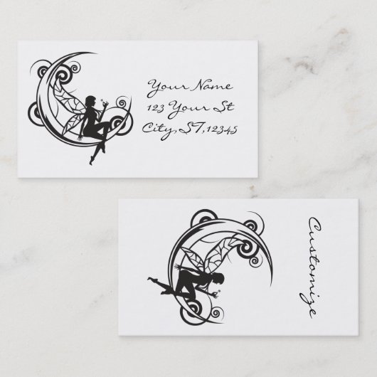 Moon Fairy Silhouette Thunder_Cove Visitekaartje (Voorkant / Achterkant)