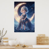 Moon Fairy Starry Night Art Poster (Keuken)