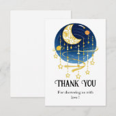 Moon Falling Stars Baby shower Bedankkaart (Voorkant / Achterkant)
