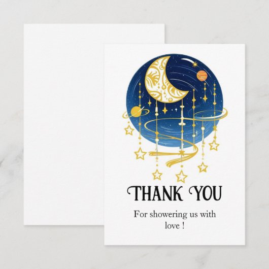 Moon Falling Stars Baby shower Bedankkaart (Voorkant / Achterkant)