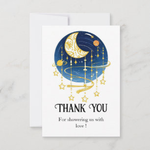 Moon Falling Stars Baby shower Bedankkaart