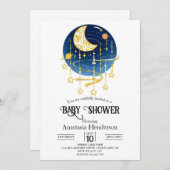Moon Falling Stars Baby shower Kaart (Voorkant / Achterkant)