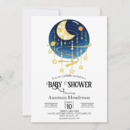 Moon Falling Stars Baby shower Kaart