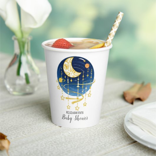 Moon Falling Stars Baby shower Papieren Bekers (Insitu)