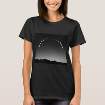 Moon fase T-shirt vrouwen, landschap zwart