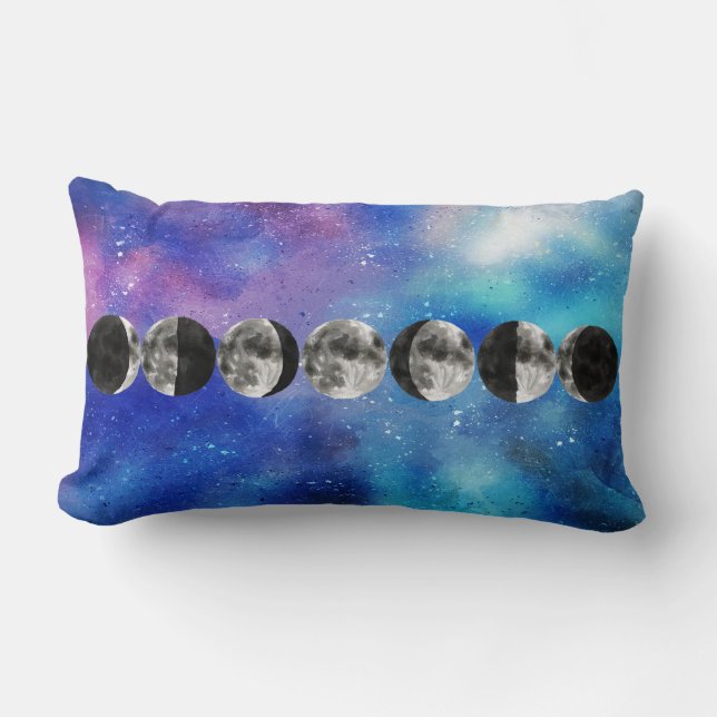 Moon faseert over kleurrijke ruimte kussen (Voorkant)
