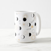 Moon faseert zon handseinen retro wolken koffiemok (Voorkant rechts)