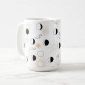 Moon faseert zon handseinen retro wolken koffiemok (Voorkant links)