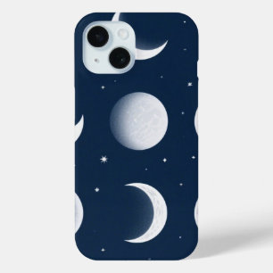 Moon Fasen Grid Hemels Patroon Ontwerp iPhone 15 Case