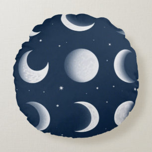 Moon Fasen Grid Hemels Patroon Ontwerp Rond Kussen