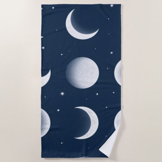 Moon Fasen Grid Hemels Patroon Ontwerp Strandlaken (Voorkant)