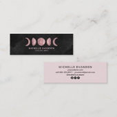 Moon Fasen Roze Waterverf Maan Mini Visitekaartje (Voorkant / Achterkant)