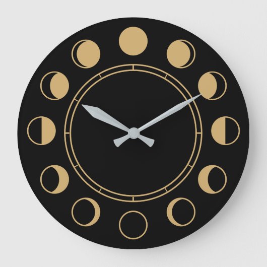 Moon Fasen Waxing Gibbous & Waning Crescent Grote Klok (Voorkant)