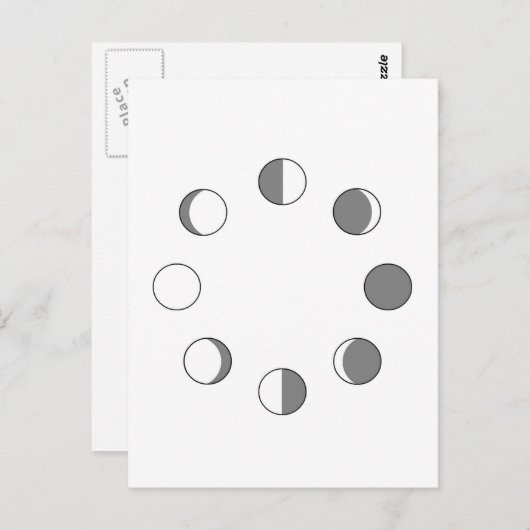 MOON FASES BRIEFKAART (Voorkant / Achterkant)