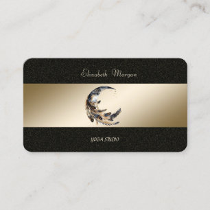 Moon Feather Gold Black Yoga Studio Visitekaartje