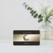 Moon Feather Gold Black Yoga Studio Visitekaartje (Staand voorkant)