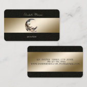 Moon Feather Gold Black Yoga Studio Visitekaartje (Voorkant / Achterkant)