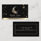 Moon Feather Gold Sterren Zwart Yoga Studio Visitekaartje (Voorkant / Achterkant)