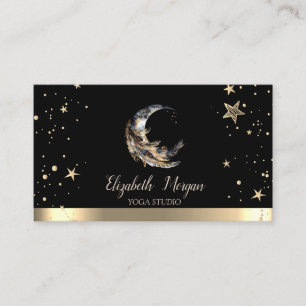 Moon Feather Gold Sterren Zwart Yoga Studio Visitekaartje