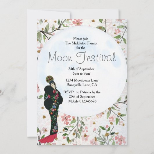 Moon Festival Chinese herfst uitnodiging (Voorkant)