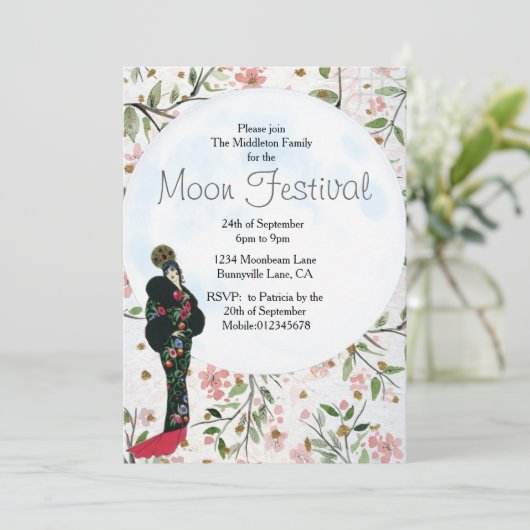 Moon Festival Chinese herfst uitnodiging (Staand voorkant)