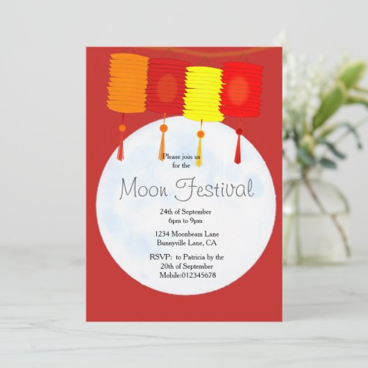 Moon Festival Chinese herfst uitnodiging (Staand voorkant)