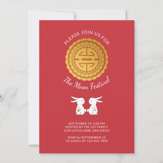 Moon Festival Mooncake Rabbit Uitnodiging (Voorkant)