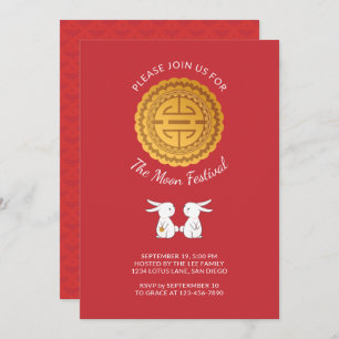 Moon Festival Mooncake Rabbit Uitnodiging