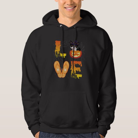 Moon Flip Flop Spider Pumpkin Boston Terrier LOVE  Hoodie (Voorkant)