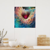 Moon Flower, artistiek fractal abstract Poster (Keuken)