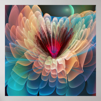 Moon Flower, artistiek fractal abstract Poster