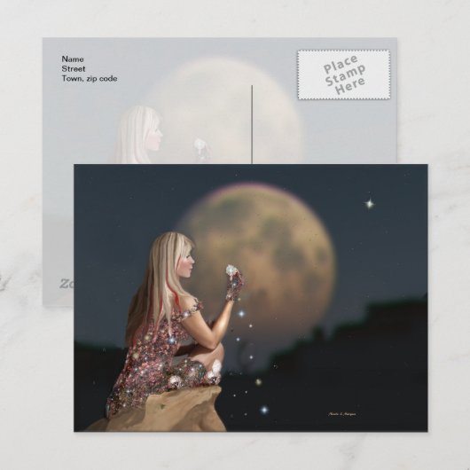 Moon Flower Briefkaart (Voorkant / Achterkant)