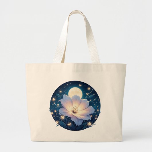 Moon Flower Design Grote Tote Bag (Voorkant)