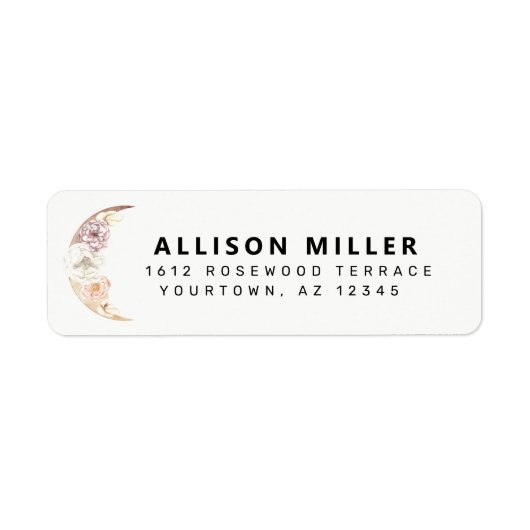 Moon + Flowers Boho Return Address Labels (Voorkant)